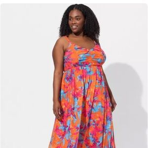 Torrid 2x maxi dress Women's Floral Maxi Dress - Orange and Blue